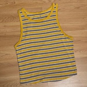 American Eagle Essentials Yellow and Brown Stripe Tank